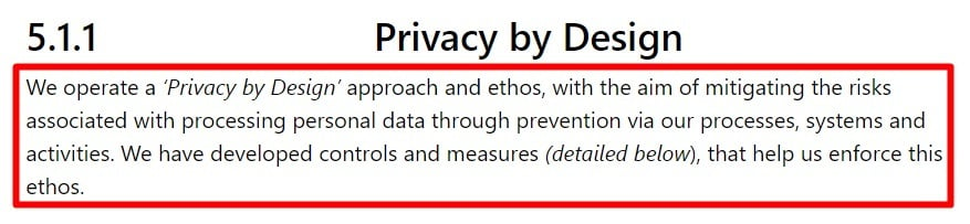 Epic Solutions Privacy Policy: Privacy by Design clause