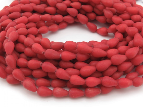 Bamboo Coral Matt Teardrop Beads 8mm ~ 16'' Strand