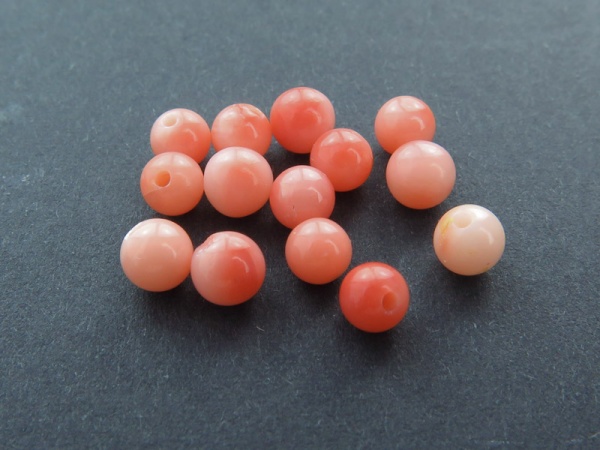 Pink Coral Smooth Round Ball ~ Half Drilled ~ Various Sizes