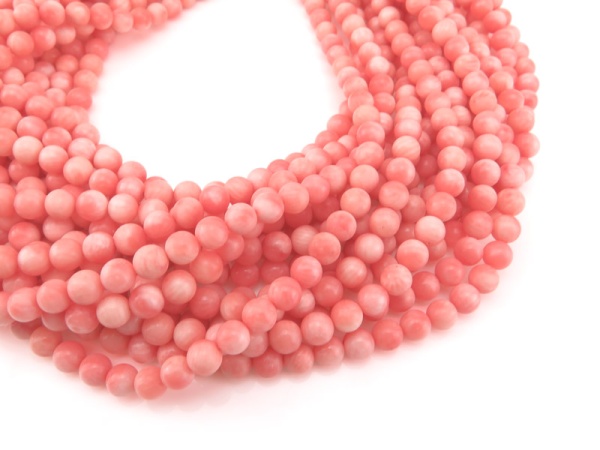 Salmon Pink Bamboo Coral Smooth Round Beads ~ Various Sizes