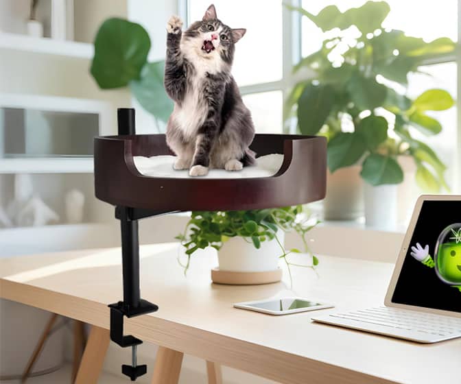 Wooden Desktop Cat Bed