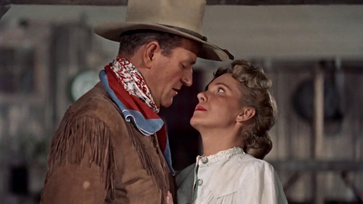 Hondo (John Wayne) and Angie Lowe (Geraldine Page), in “Hondo.” (Warner Bros.)