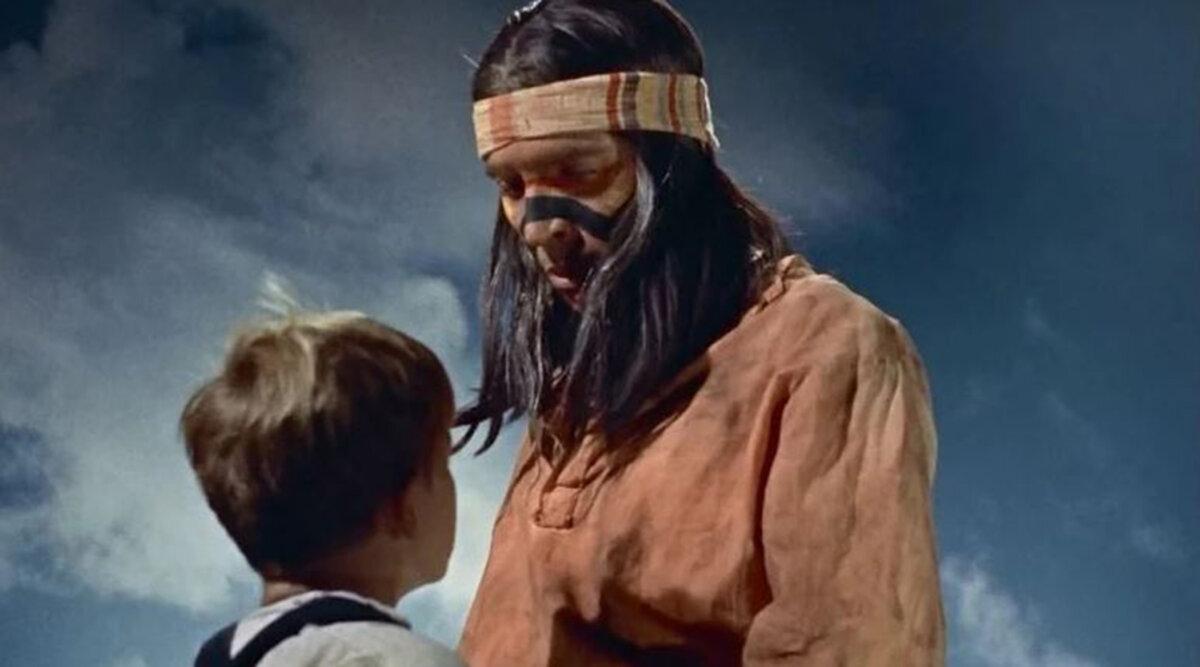 Johnny Lowe (Lee Aaker, L) and Vittorio (Michael Pate), in “Hondo.” (Warner Bros.)