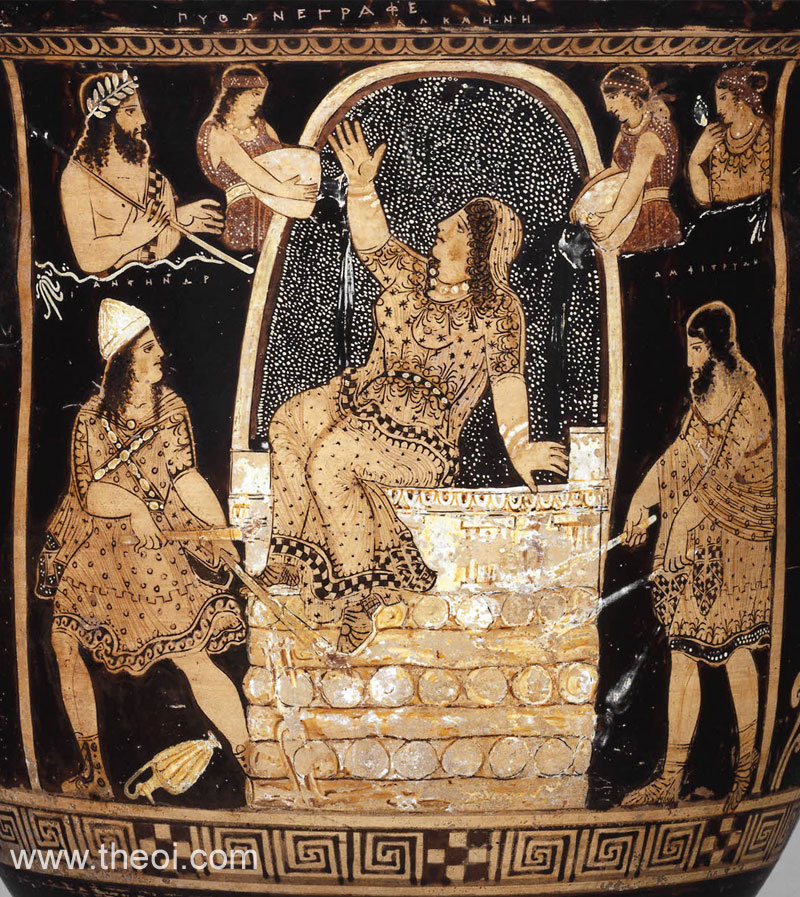 Sacrifice of Alcmena | Paestan red figure vase painting