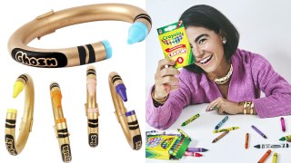 Nadine Ghosn x Crayola bangles in brushed gold, enamel and hardstones, from £15,000; nadineghosn.com. Right: Ghosn