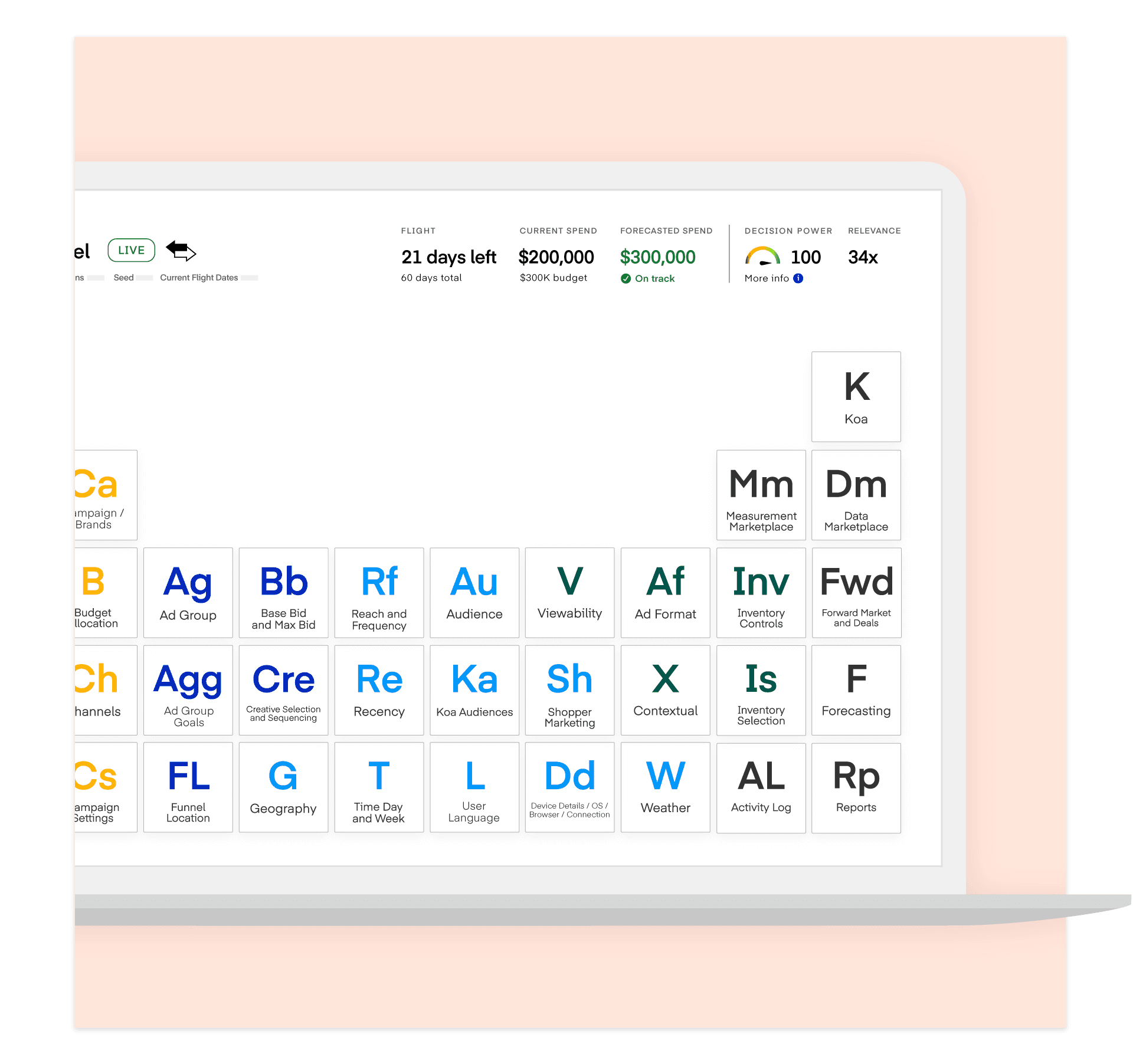 Orange background with a graphic of a laptop