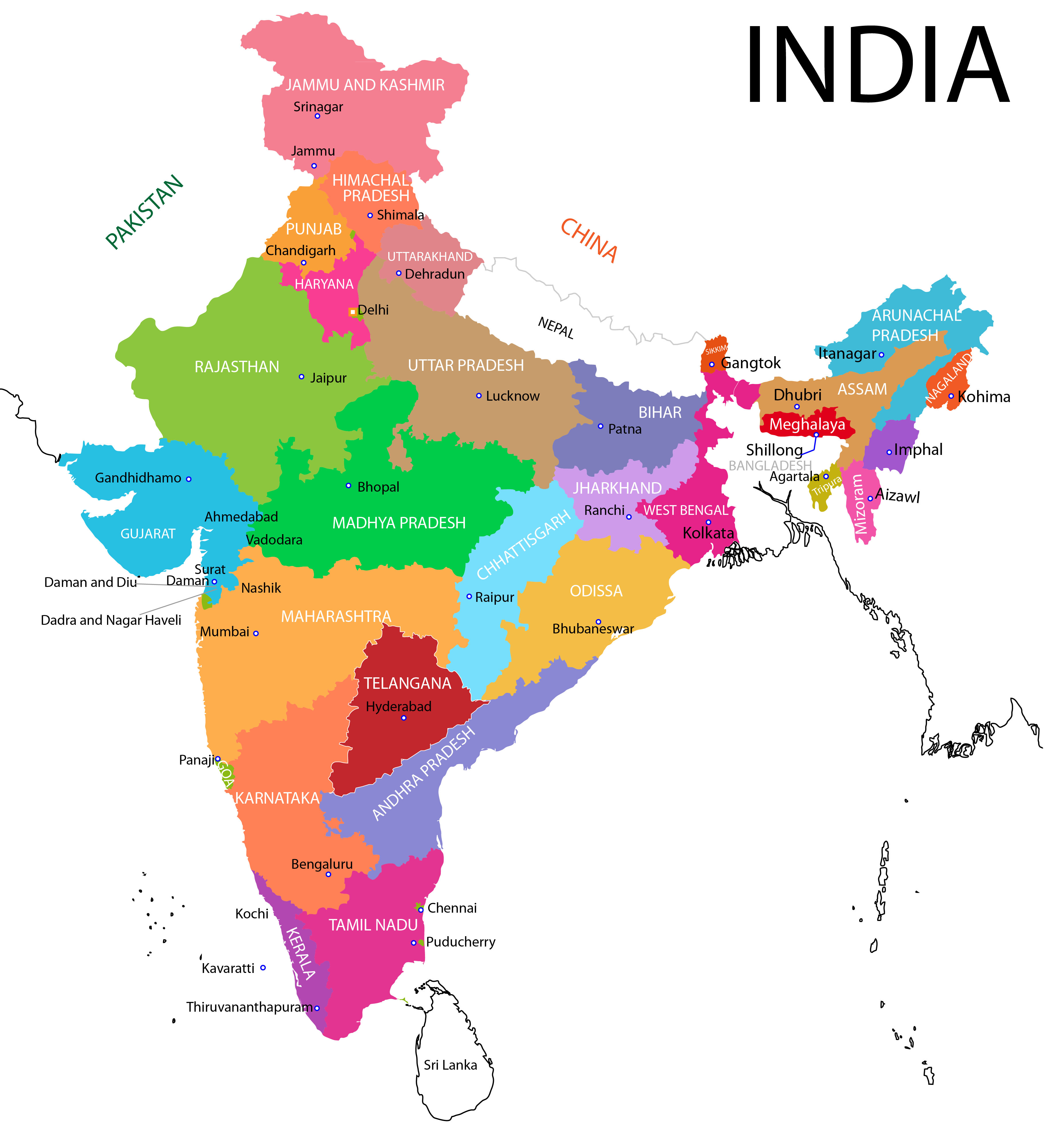 Map Of India With Cities