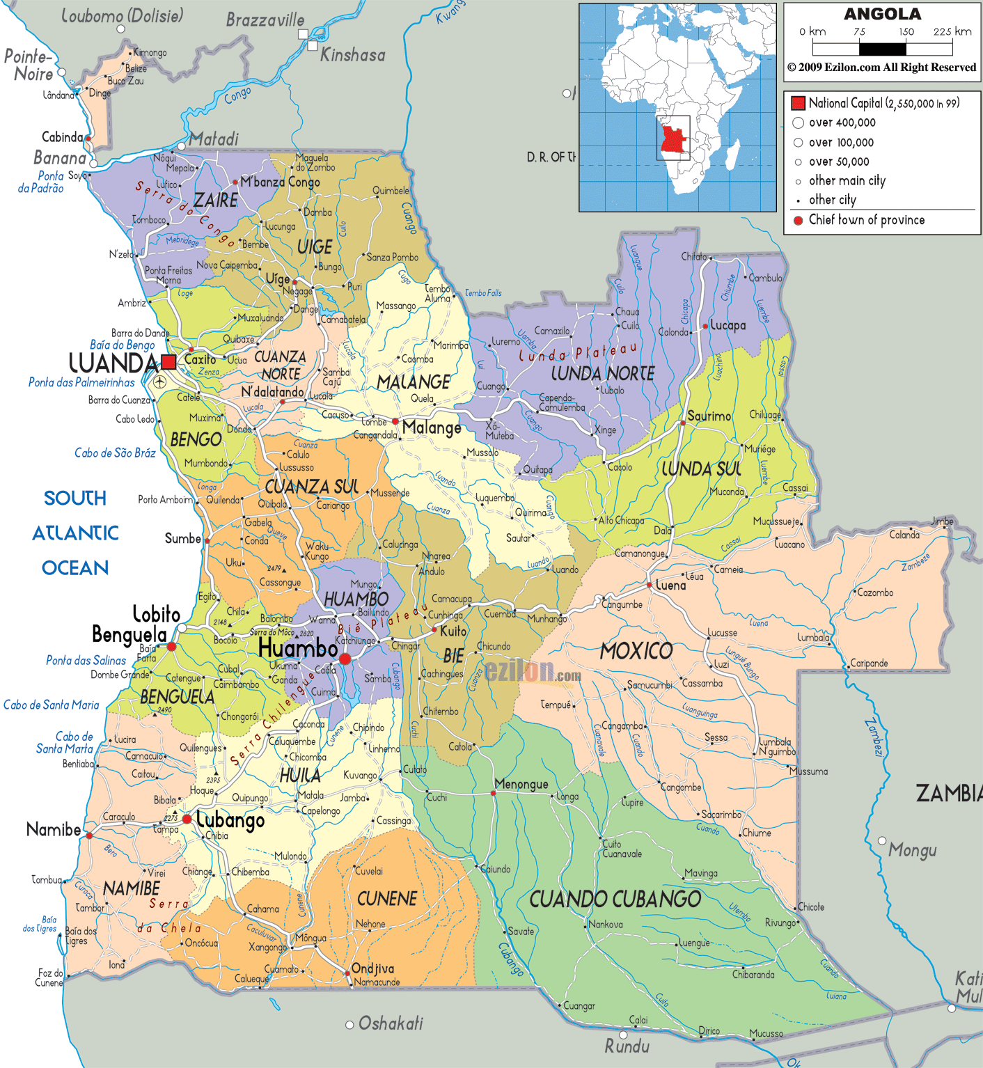 Angola Political Map