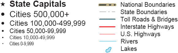 United States Road Map Legend