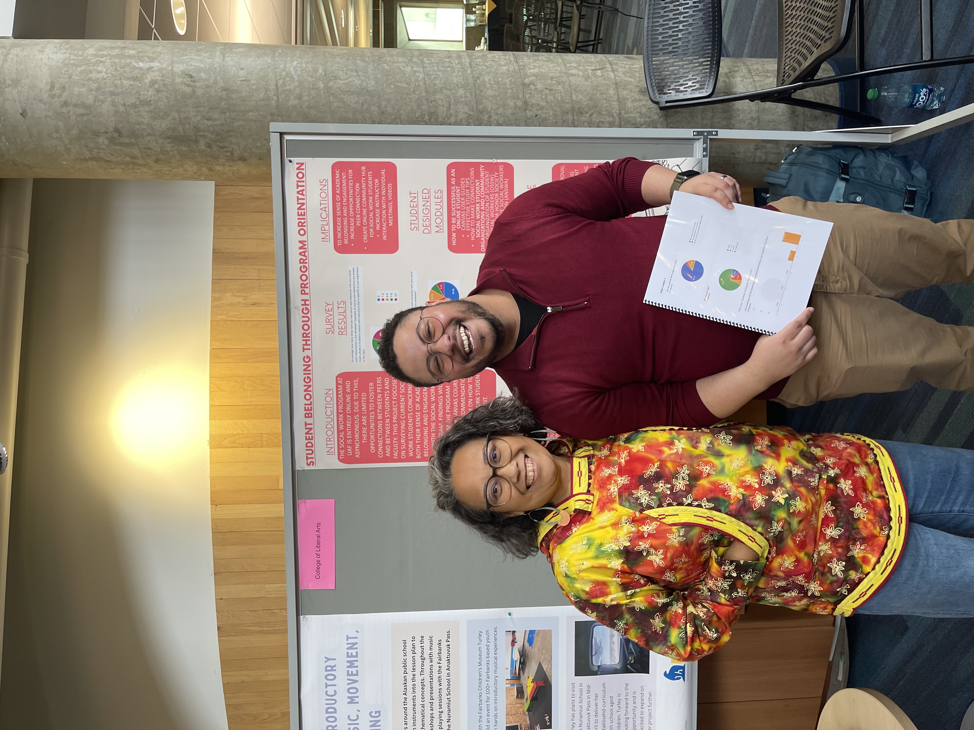 Retchenda George-Bettisworth, 23-24 SBC awardee, and social work undergraduate student Charles Stark at the 2024 Research and Creative Activity Day.