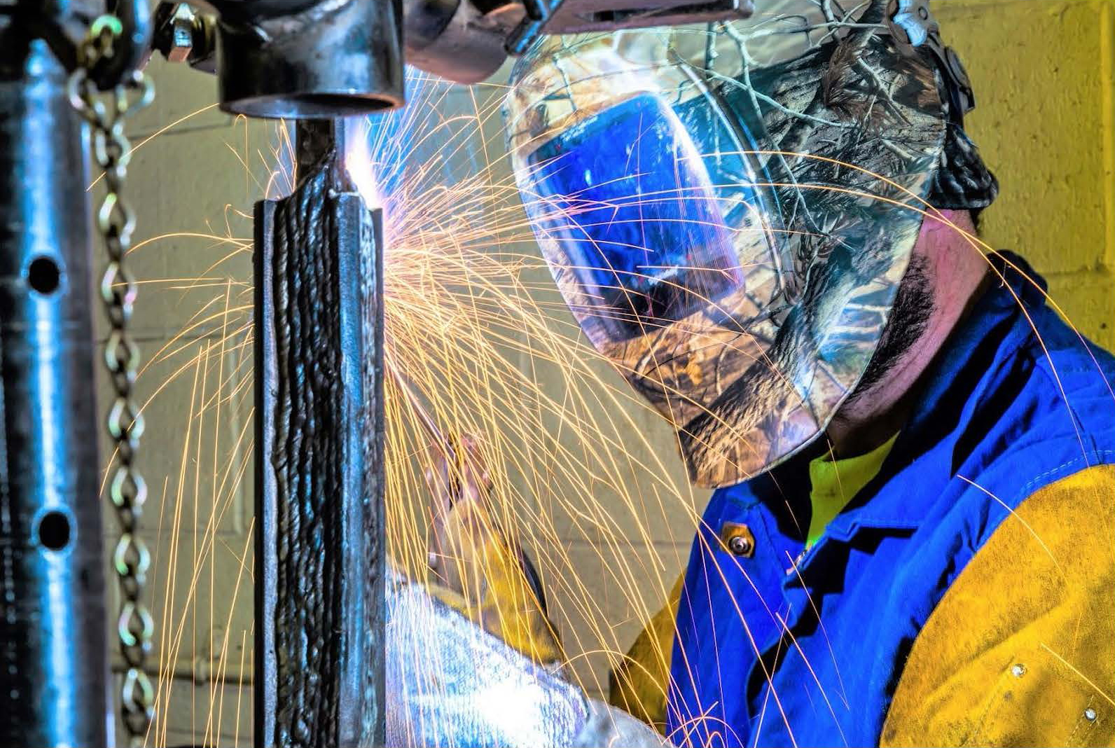 A student works on a welding project at the UAF Community and Technical College in Fairbanks, Alaska.