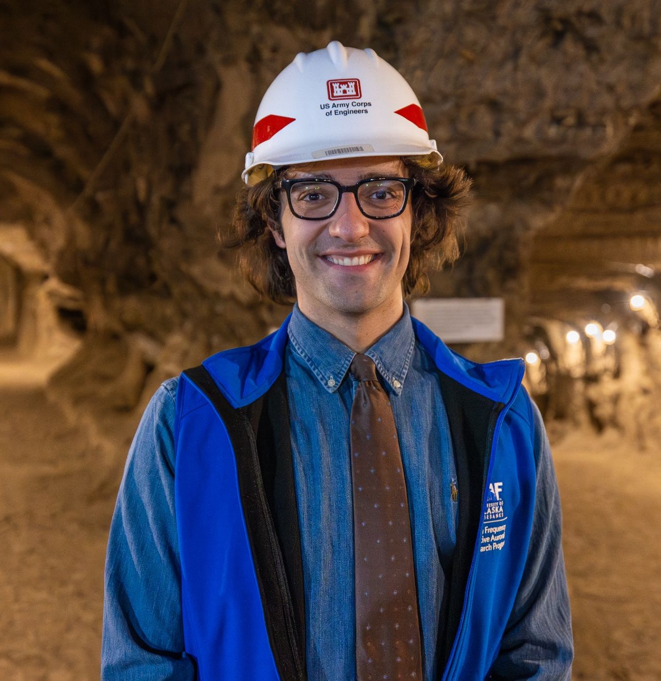 Martins wearing a hard hat