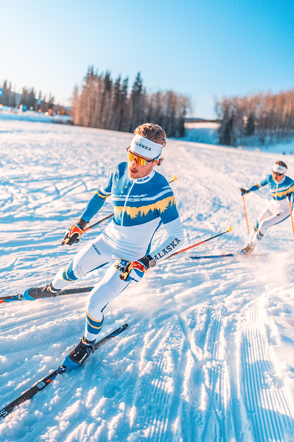 A pair of Nanook skiers practice on the new UAF ski trails.