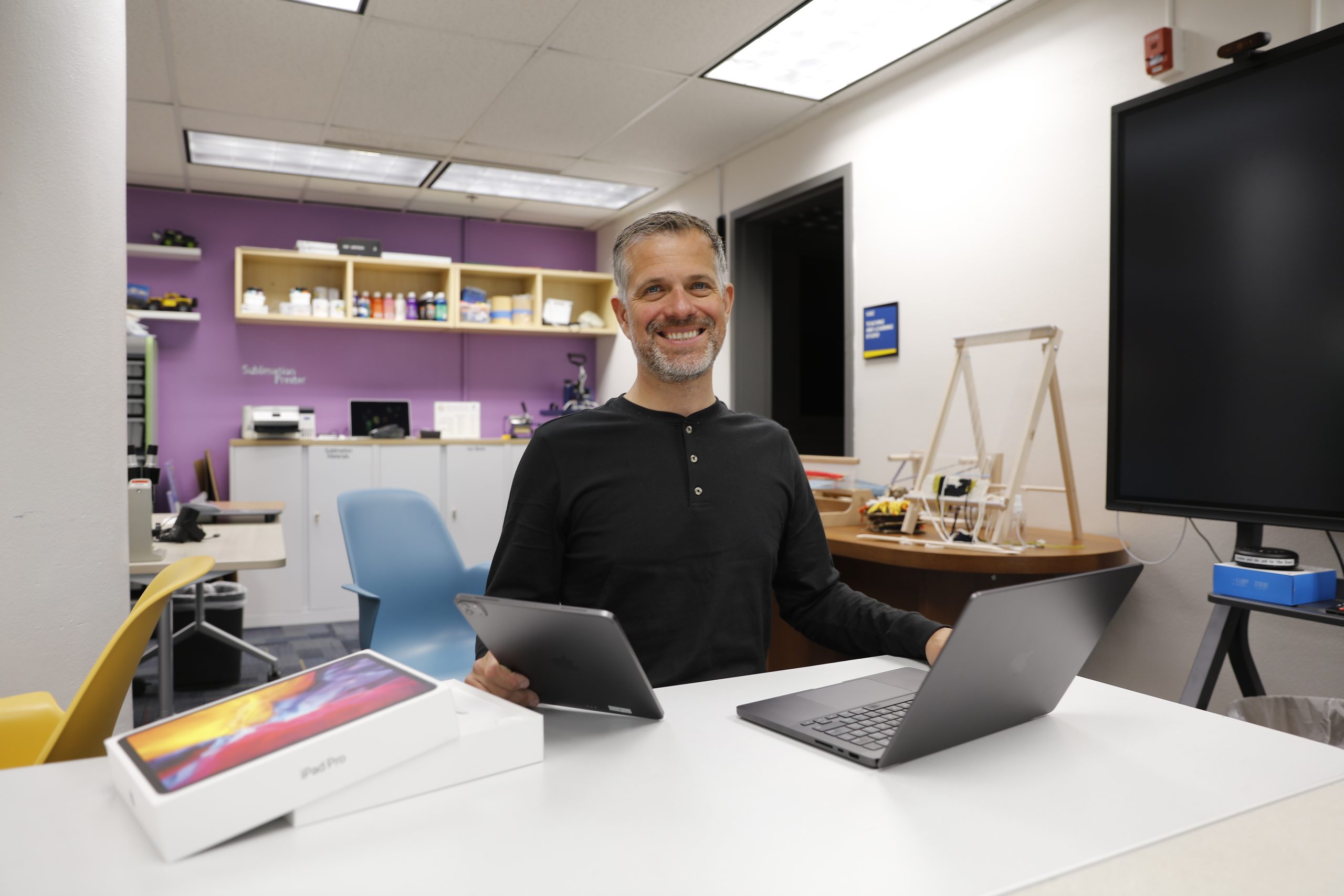 Brant Schalk at the UAF eCampus office on the Troth Yeddha’ campus.