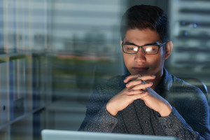 Man working on laptop