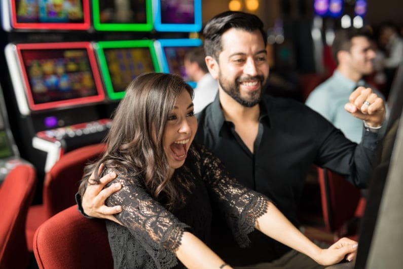 Couple winning at slots