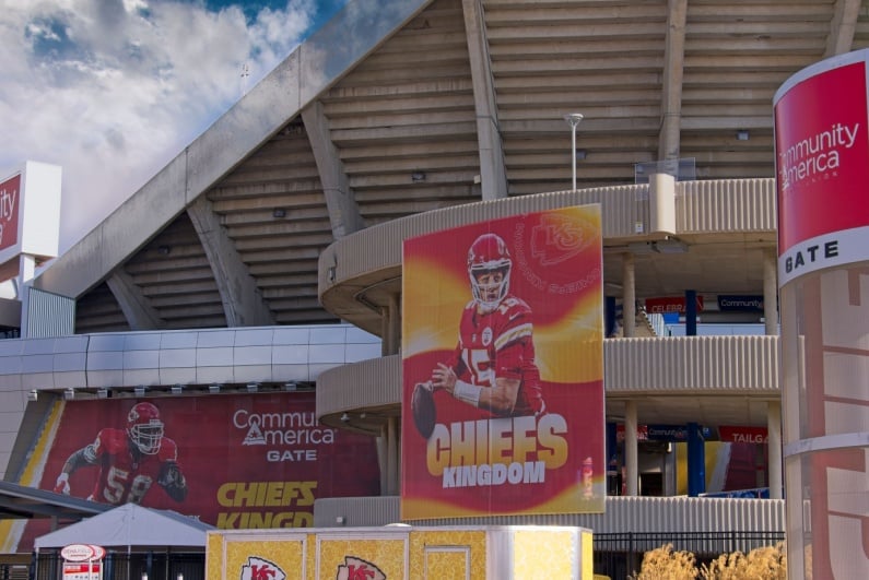 Chiefs banners at Arrowhead Stadium