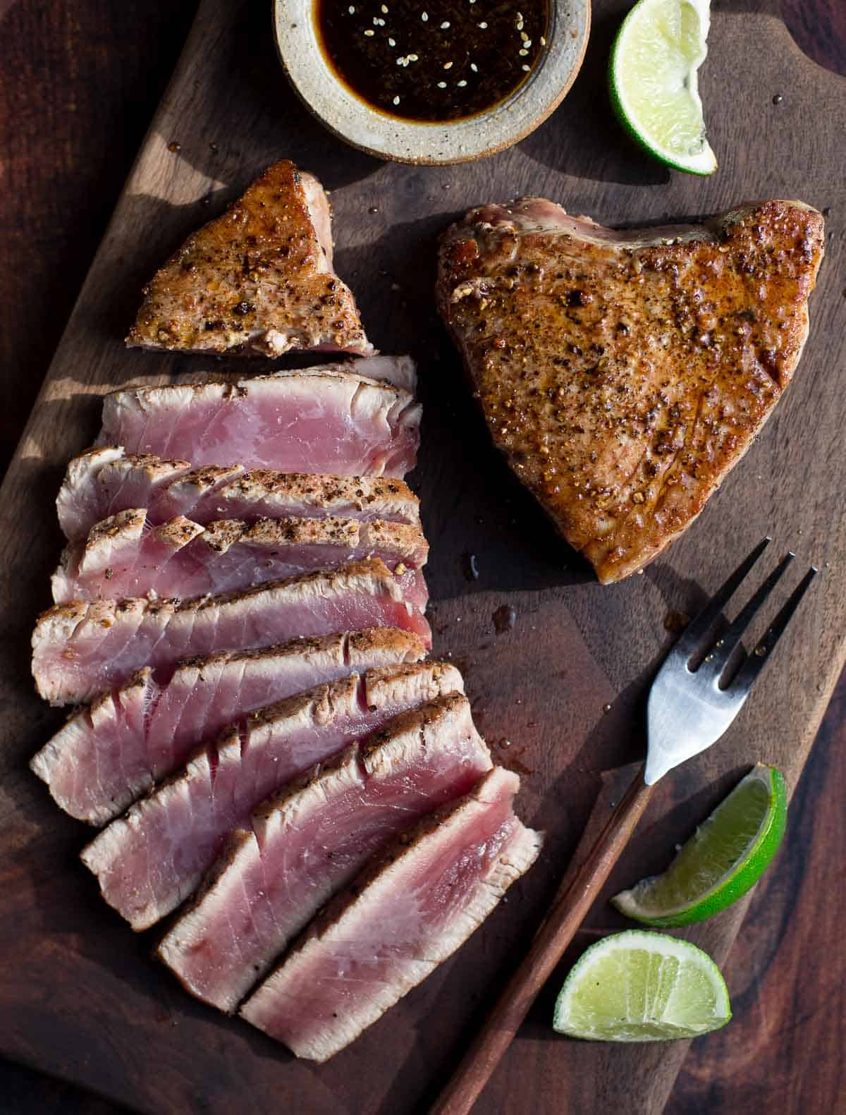 Grilled Ahi Tuna Steak with Soy Dipping Sauce - Vindulge