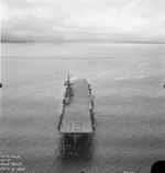 USS Wasp (Essex-class) just before departing Puget Sound Navy Yard, Bremerton, Washington, United States bound for San Francisco, California, 9 Jun 1945. Note new Measure 21 paint scheme, all over sea blue. Photo 1 of 5