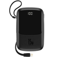 BASEUS 倍思 BS-P1002L 苹果款 移动电源数据线二合一 黑色 10000mAh Type-C/Lightning 15W 双向快充