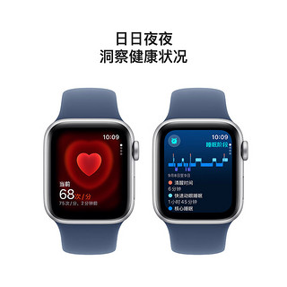 Apple/苹果 Watch SE 2024款智能手表GPS+蜂窝款40毫米银色铝金属表壳丹宁色运动型表带S/M MXHN3CH/B