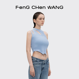 FenG CHen WANG FengChenWang解构不规则撞色甜辣风镂空针织背心吊带