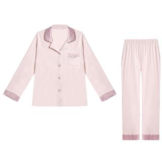 爱慕睡衣女春夏棉质柔软翻领开衫长袖分身家居服套装AM469241