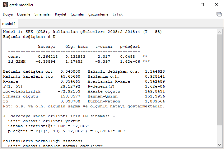 Gretl in Turkish screenshot