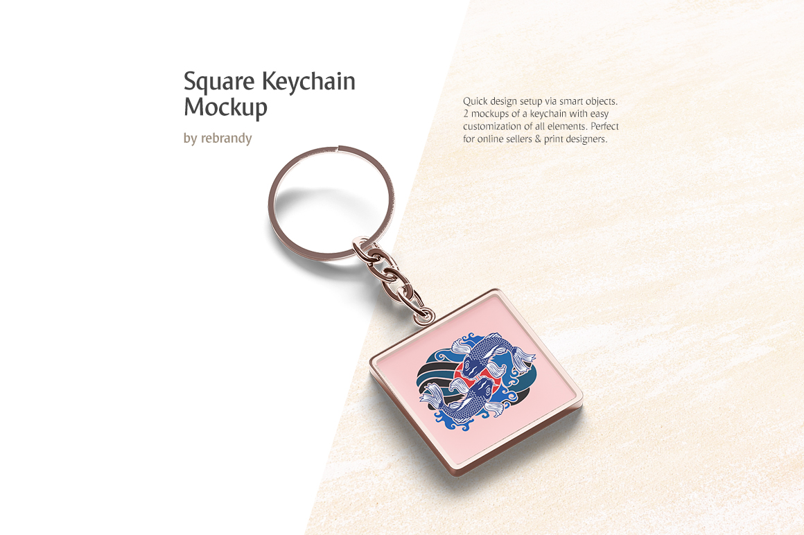 Square Keychain Mockup