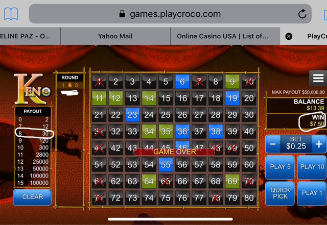 PLAYCROCO casino -beware when playing keno