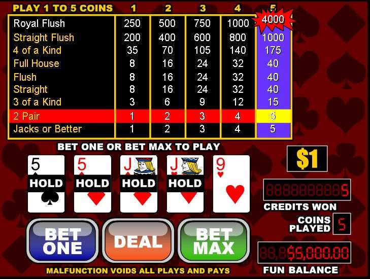 Classic Jacks or Better Video Poker