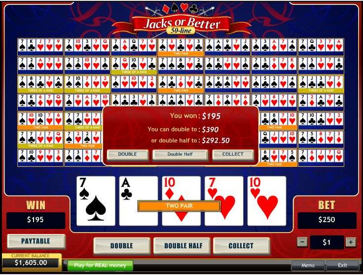 Jacks or Better 50 Line Video Poker