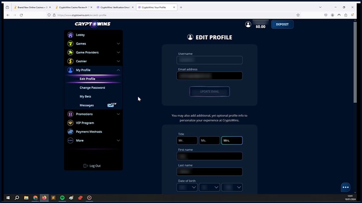 Cryptowins-casino-edit-profile
