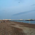 Walking along the beach at dusk.