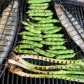 Grilling up some mackerel and broad beans.