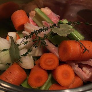 Ingredients for chicken stock.