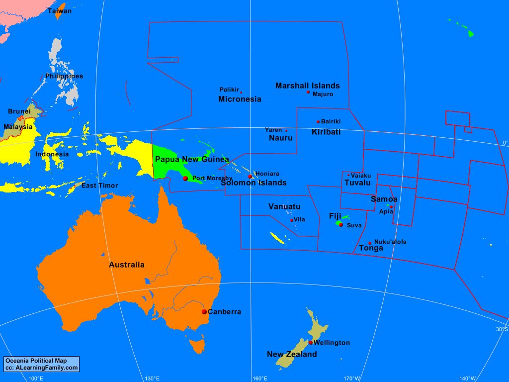 Oceania Political Map A Learning Family - Riset