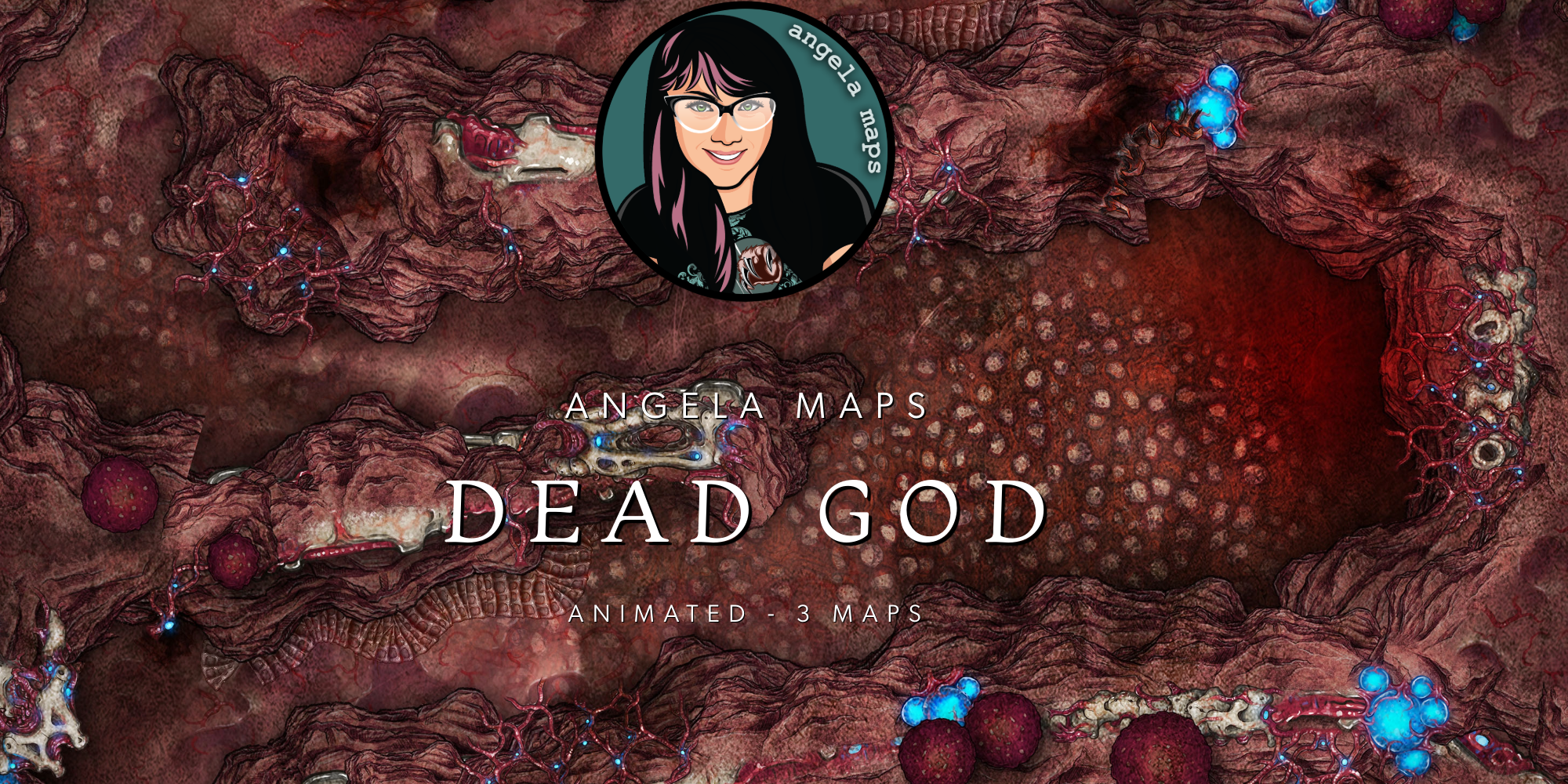 Dead god innards battle map pack, animated, for TTRPGs