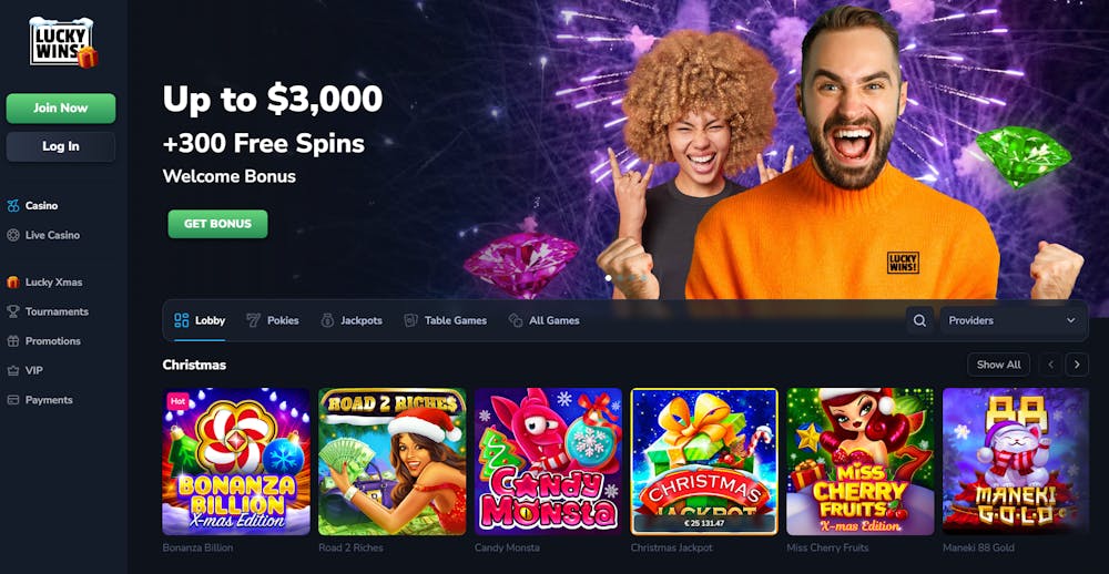 Lucky Wins Casino homepage