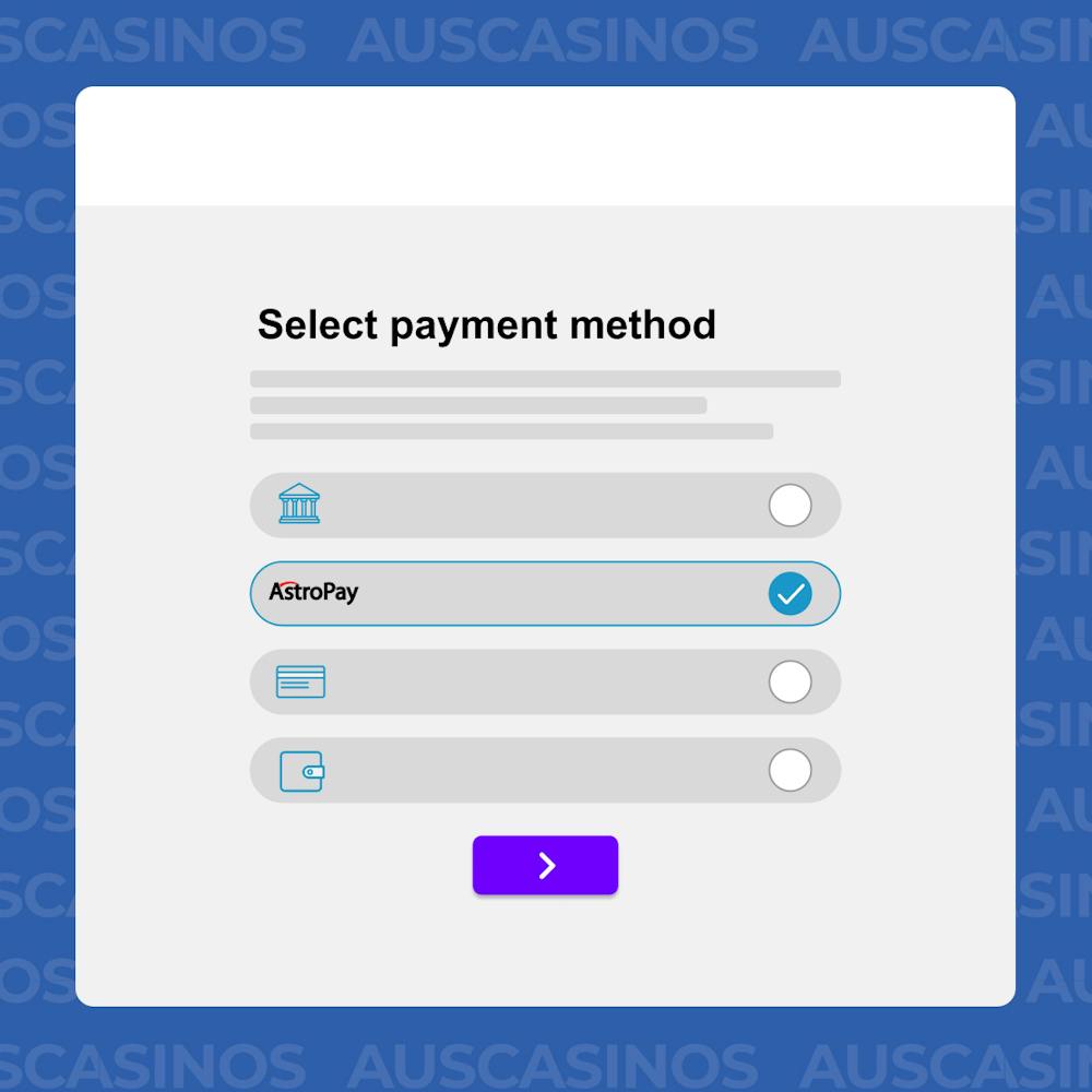 Choose your banking method and deposit