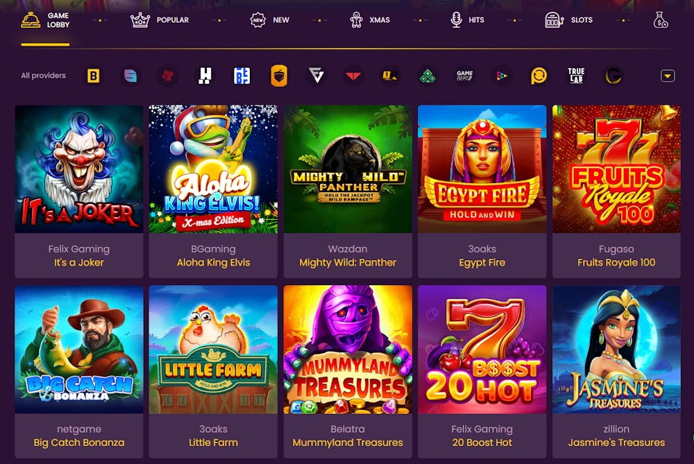 Bizzo Casino games selection