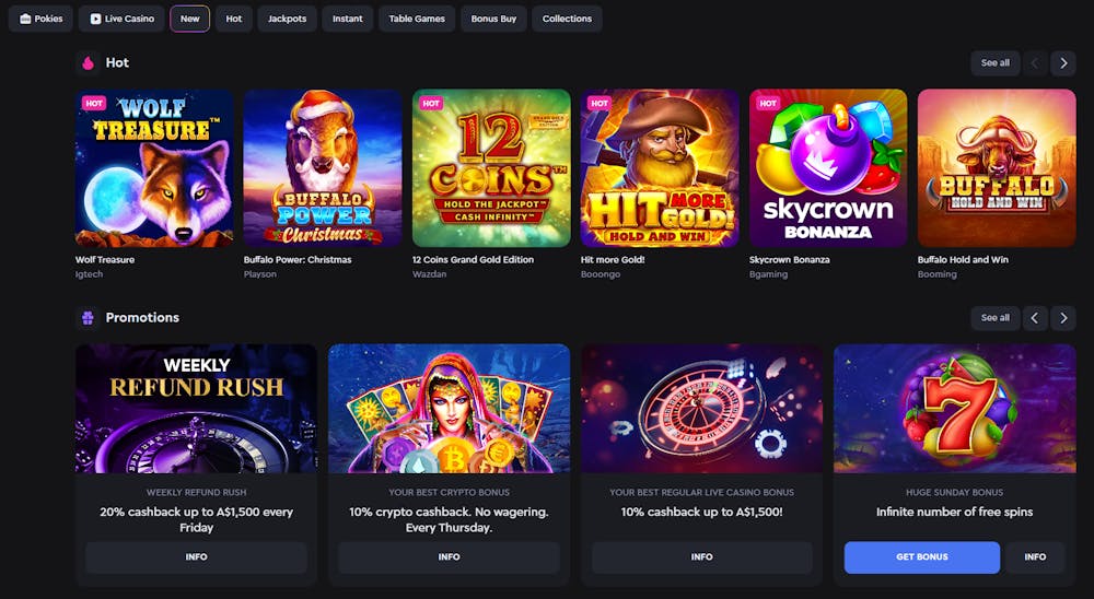 Sky Crown Casino games selection