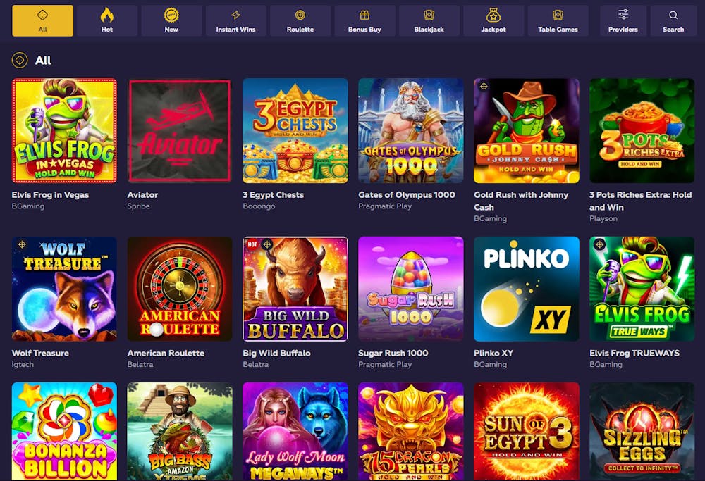 Playfina Casino games selection