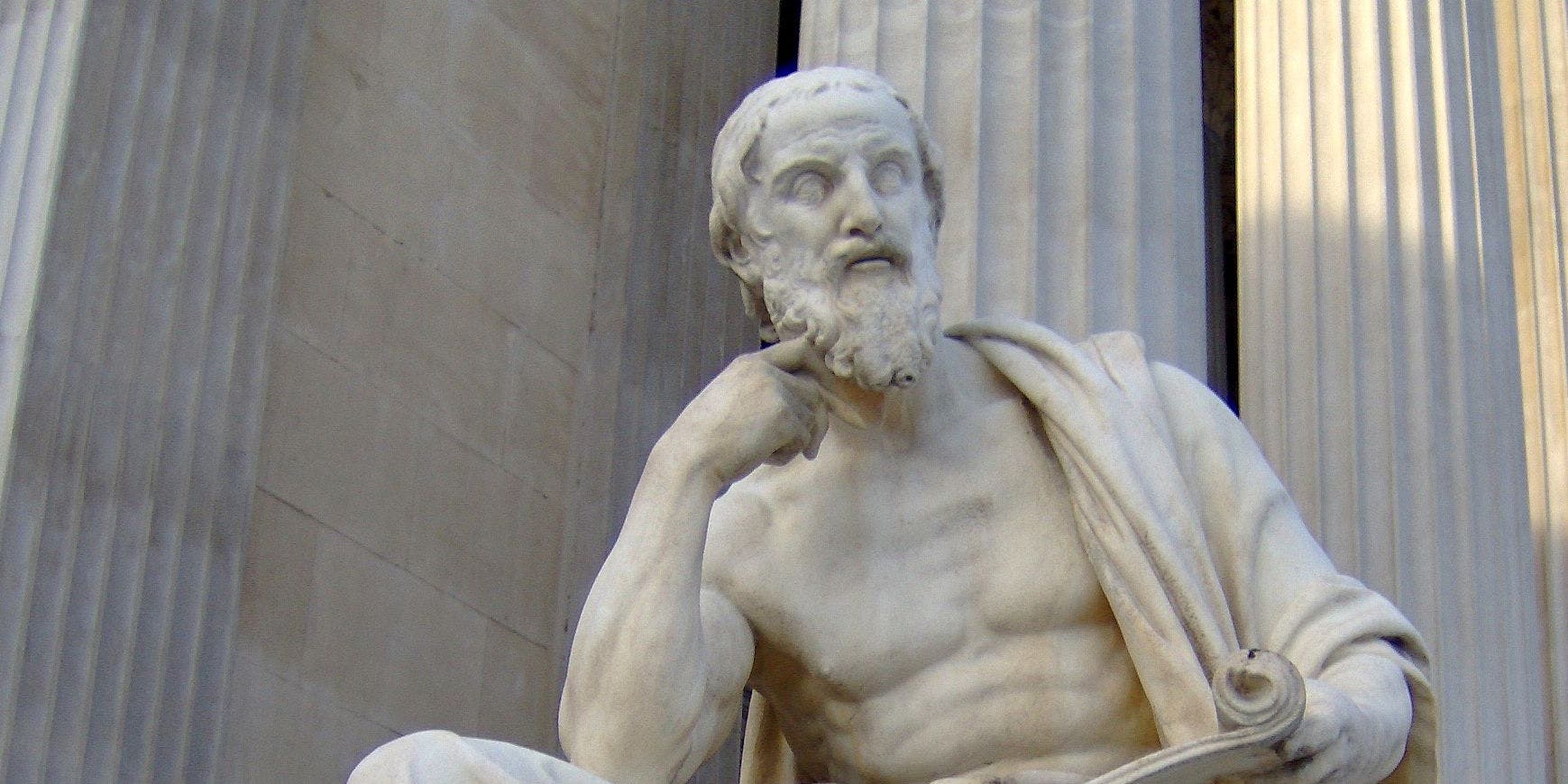 A statue of Greek historian Herodotus.