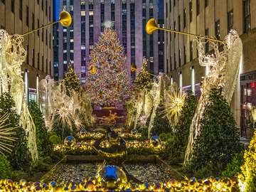 Rockefeller Center Christmas puzzle online from photo