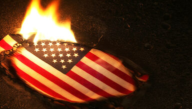 burning american flag