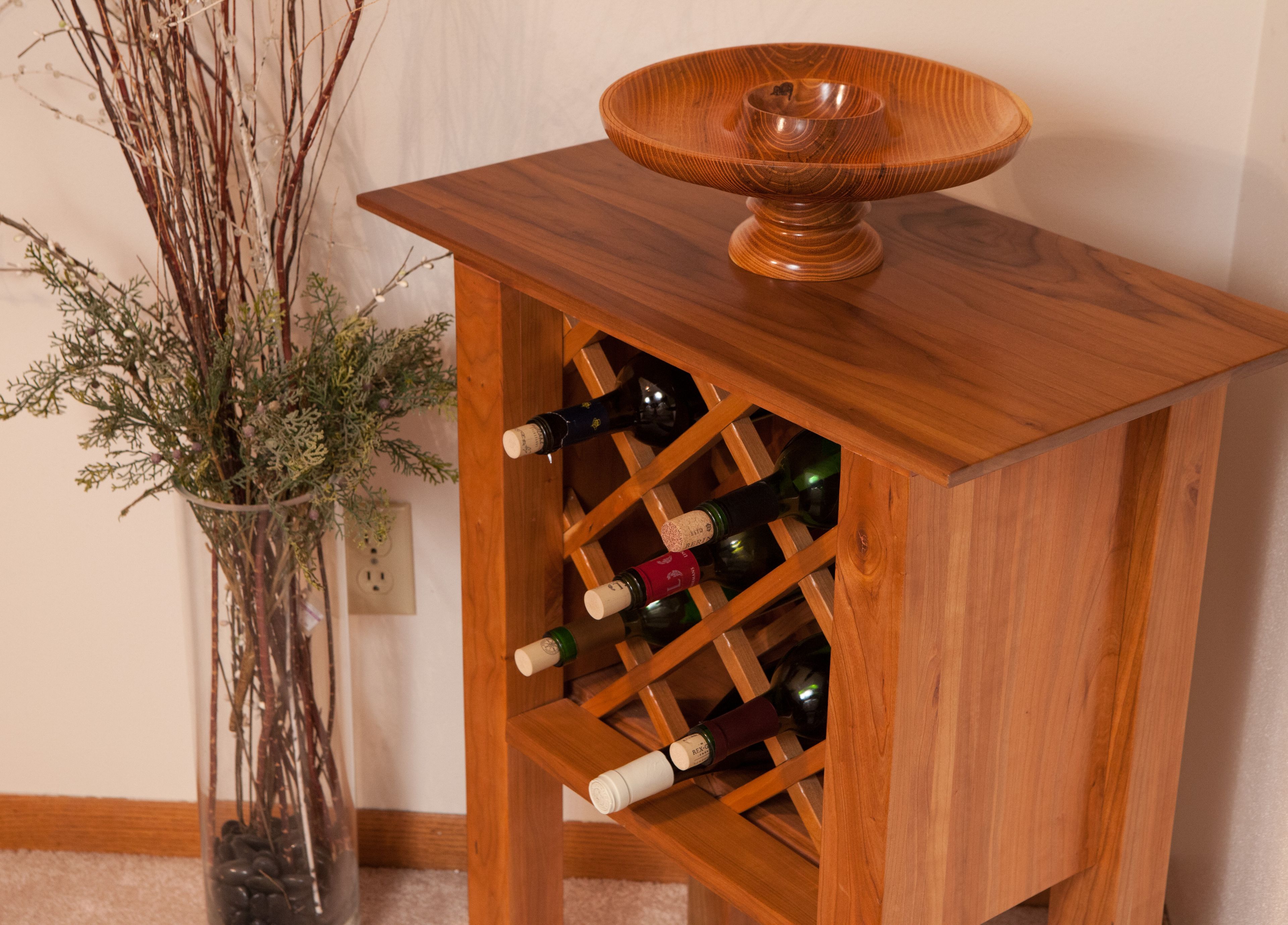 Cherry Wine Rack Table With And Without Door 1 