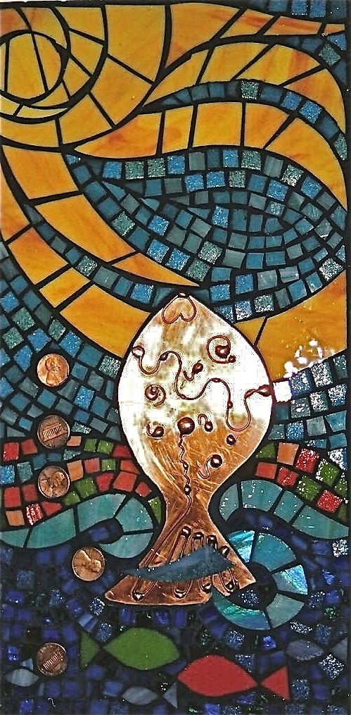 Art Glass Mosaic Wall Hanging - If A Fish Could Make A Wish