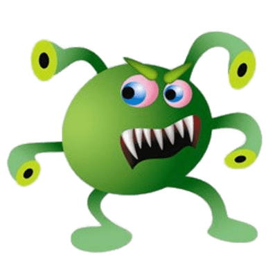 Virus With Long Teeth Cartoon