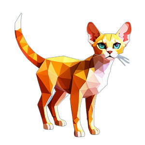 Devon Rex, Children'S Cartoon Animation Style - Full Body, Single View, No Shadow